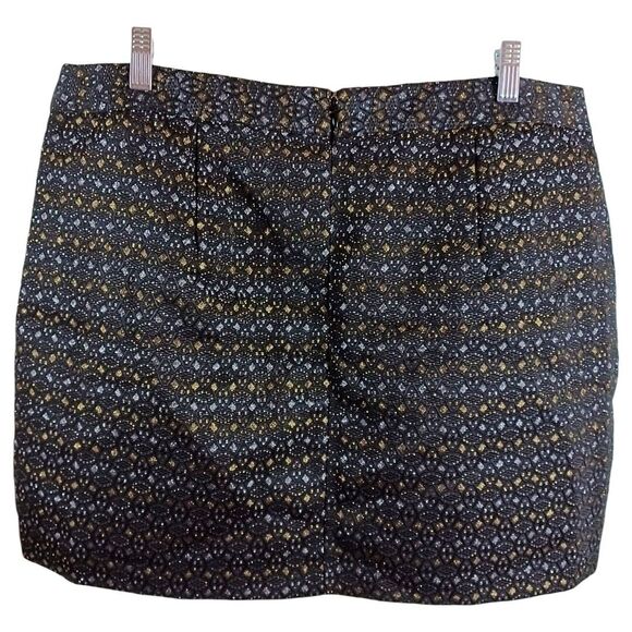 Old Navy Chic Metallic Mini Skirt Size 16 Black Gold Pleated Pocket Party Glam - Picture 3 of 6